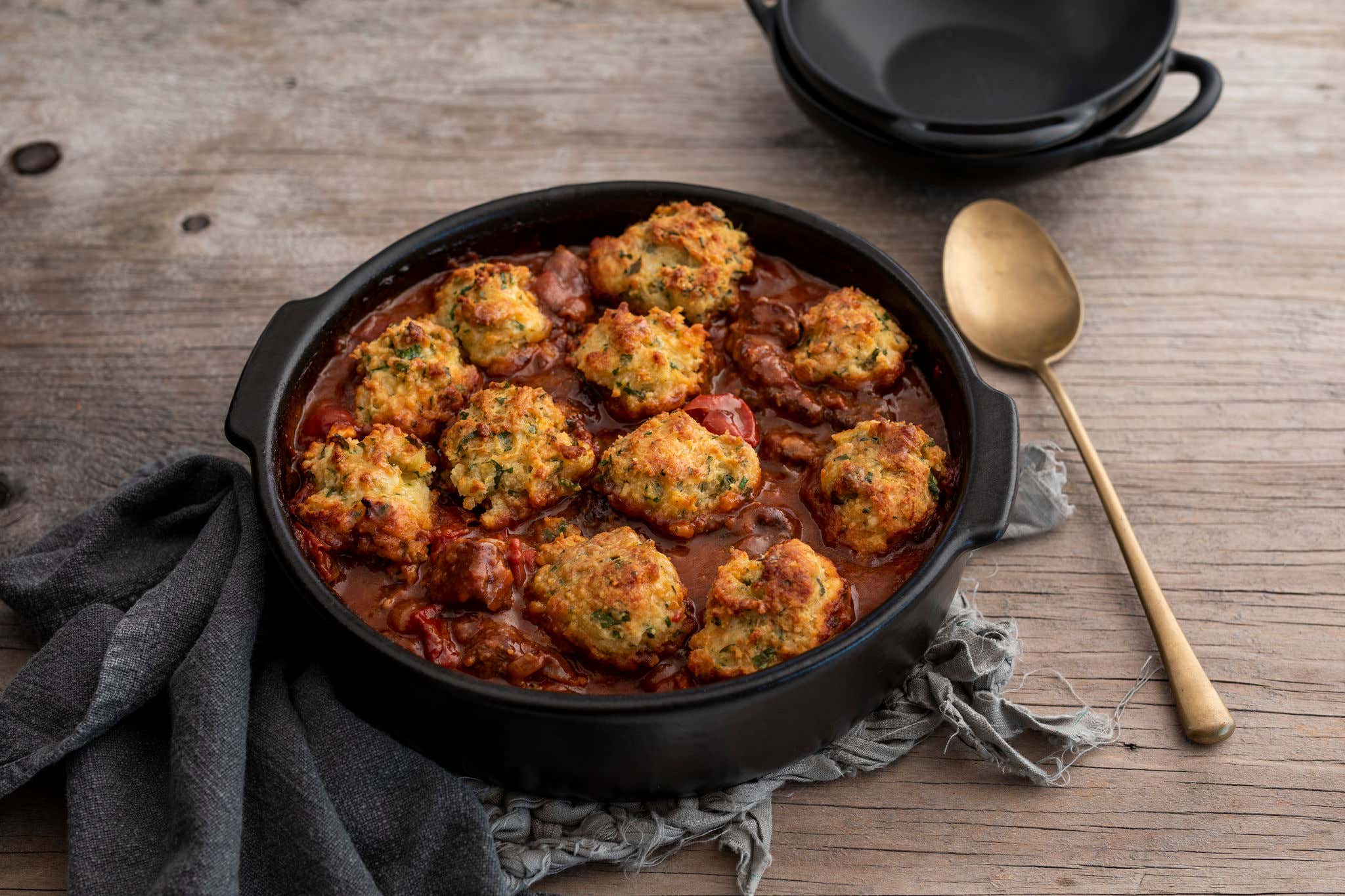 Smoky Braised Venison Diced with Herbed Dumplings 
