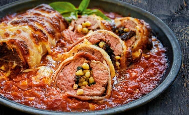 Italian Beef Rolls in a black bowl