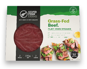 grass-fed beef flat iron steaks packaging