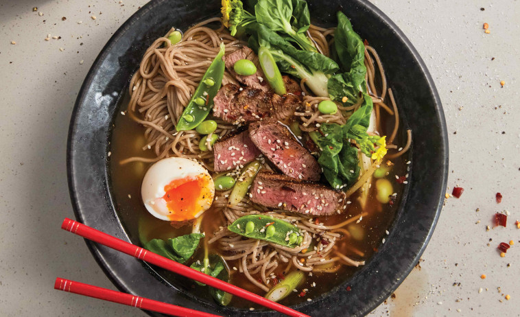 Beef Rib Eye Steaks with a Soba Noodle Bowl