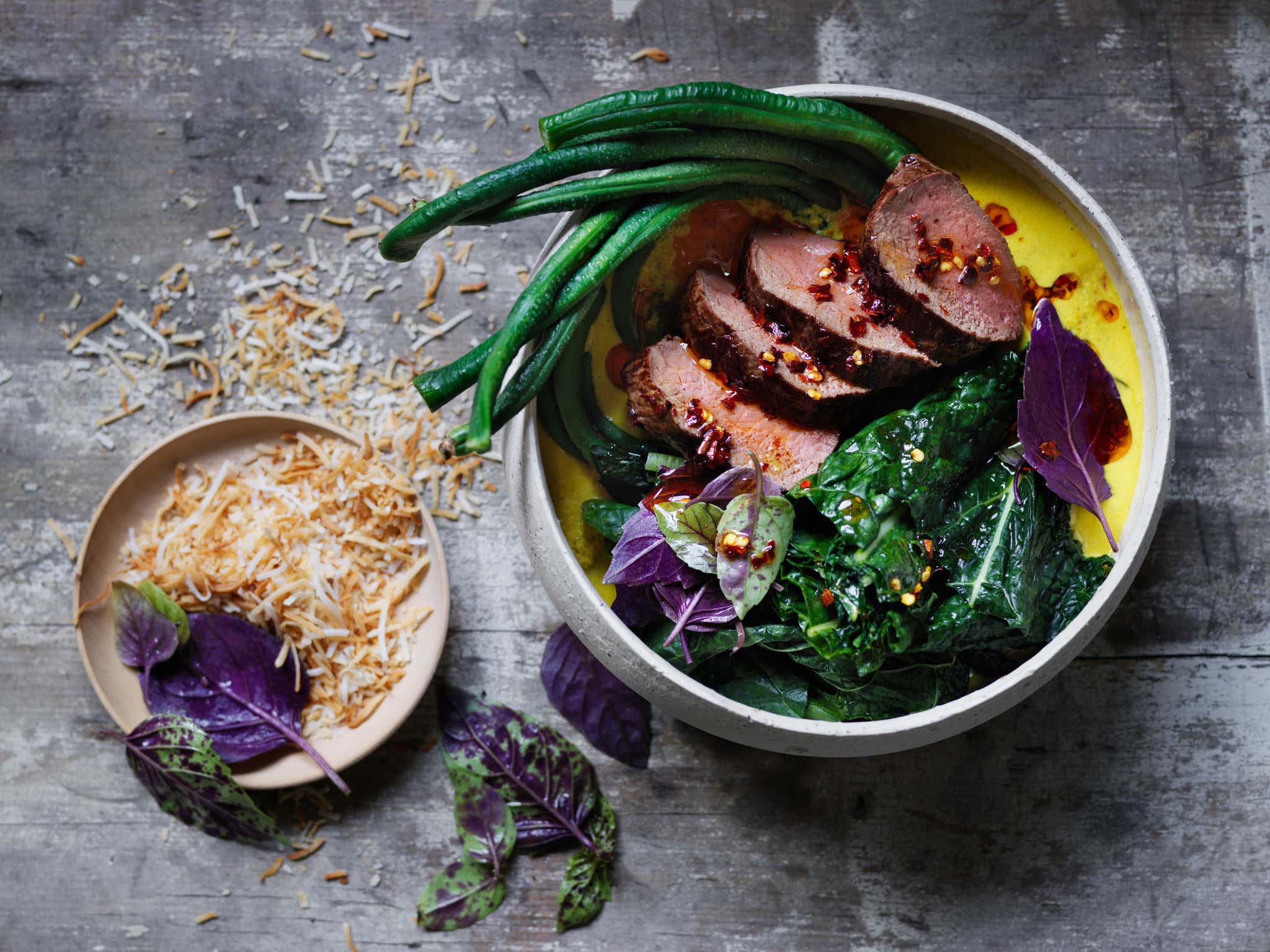 Spicy Coconut and Ginger Curry with Venison Medallions 