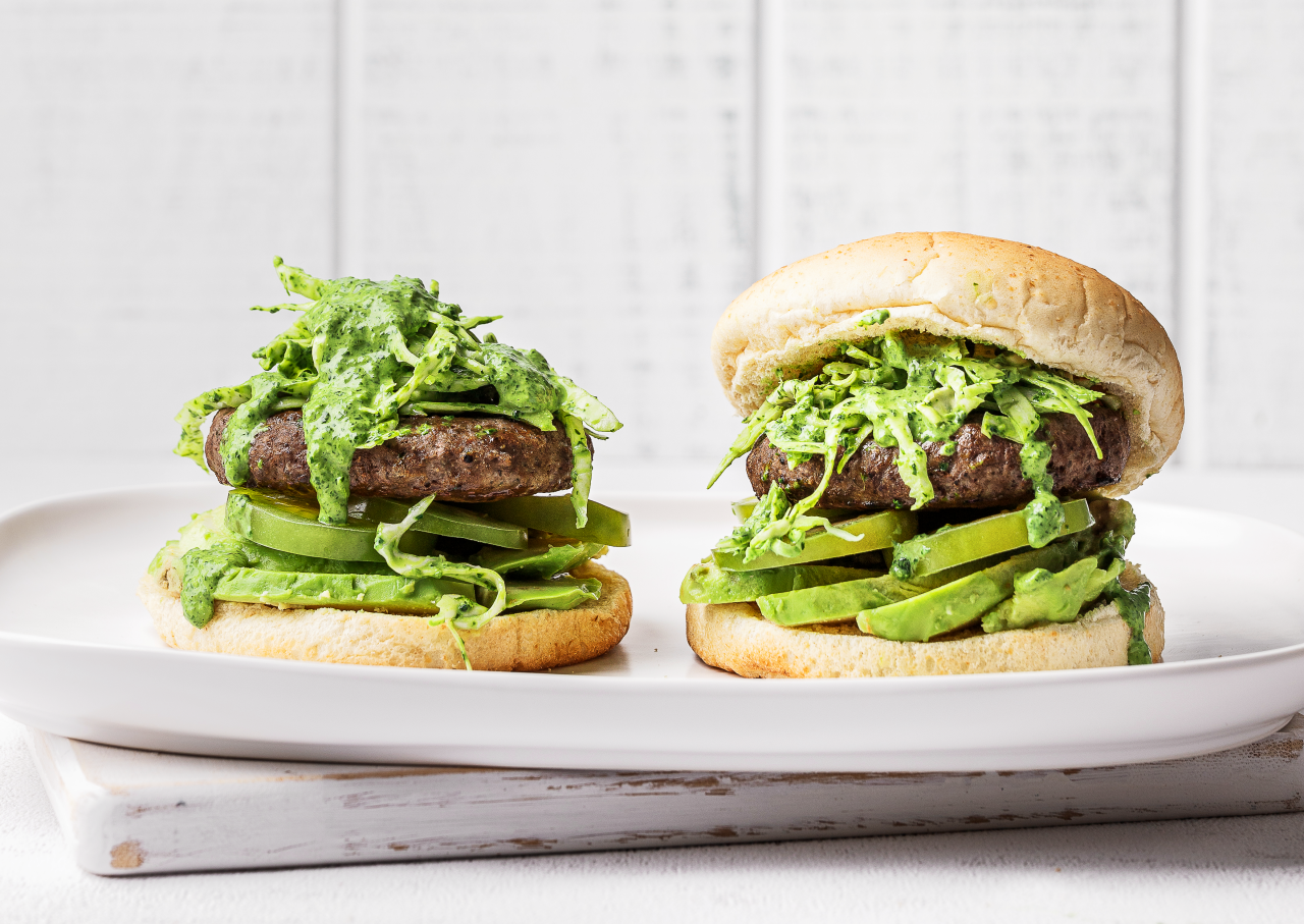 Beef and Horopito Pepper Green Machine Burgers