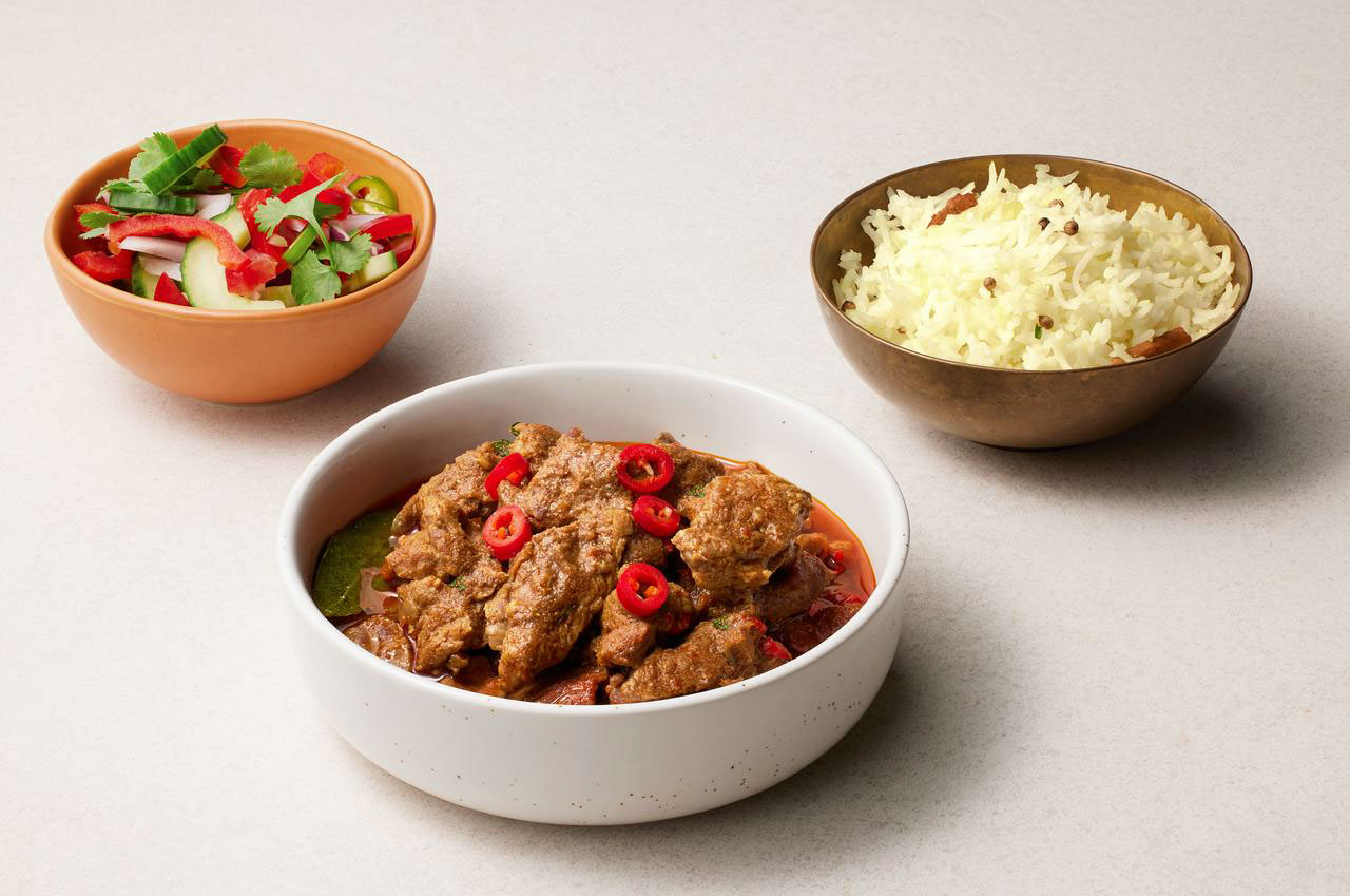 Kashmir Lamb Stir-fry with Herb Steamed Rice