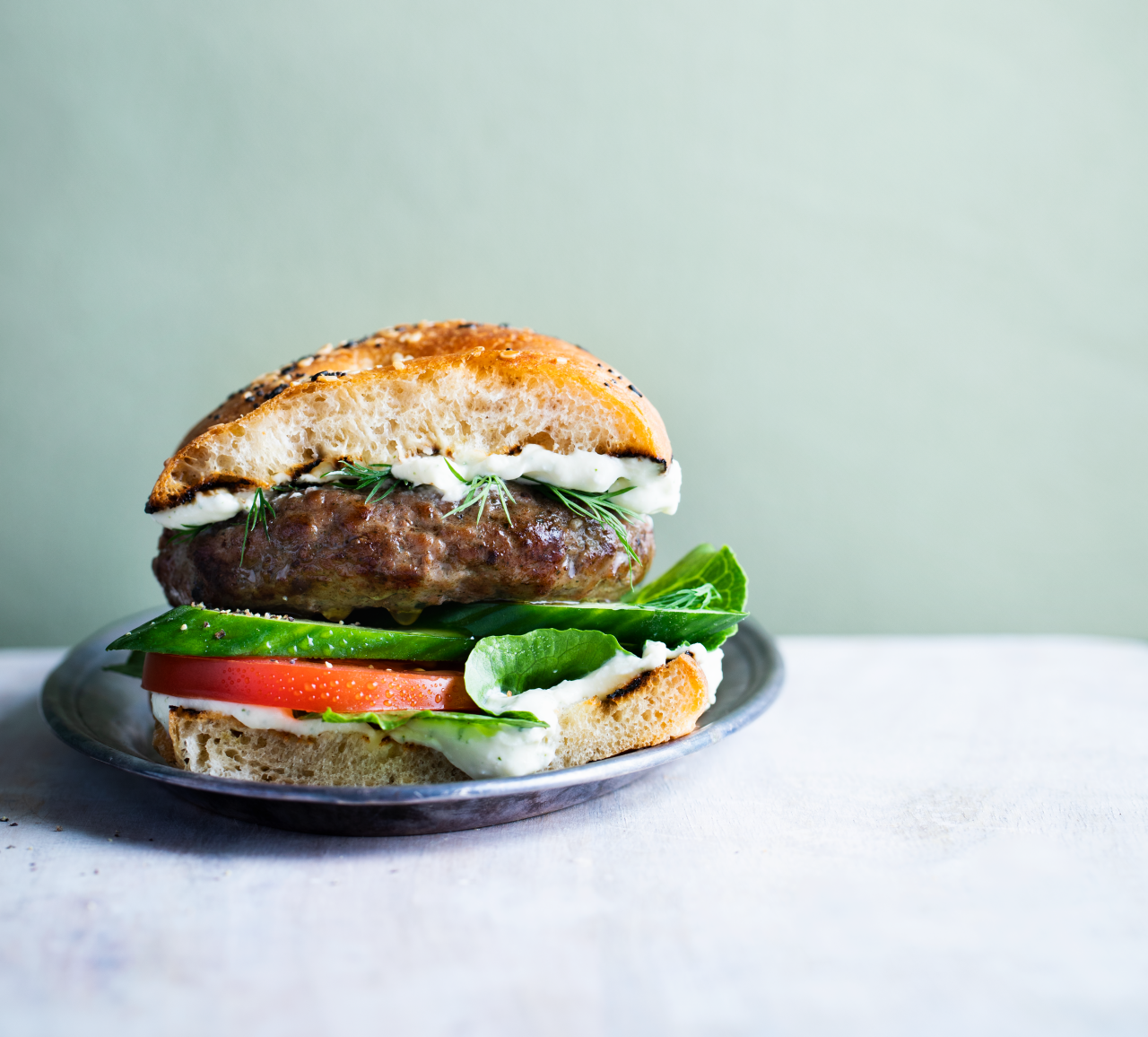 Lamb with Apple and Mint Burgers with Lemon Feta