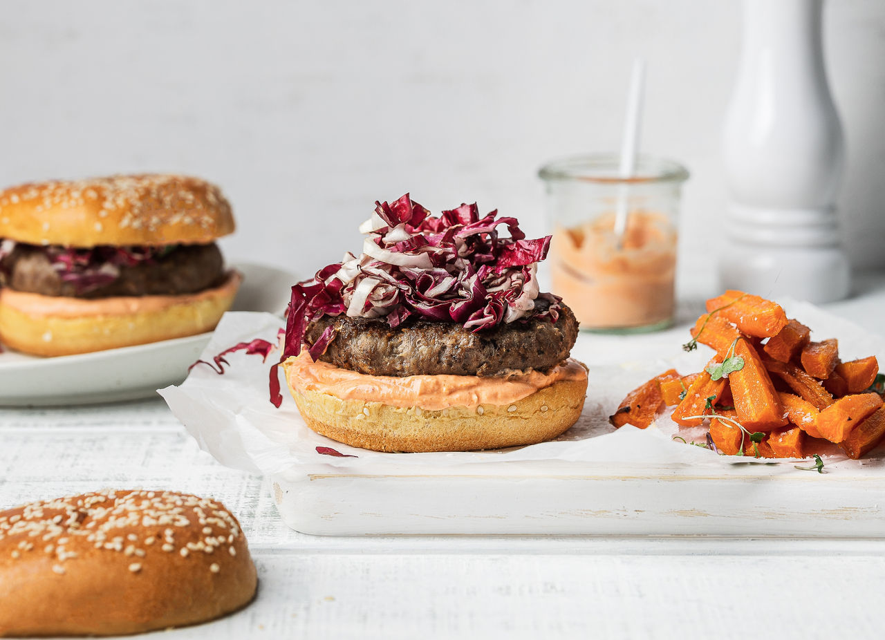 Gochujang Venison with Mushrooms and Kimchi Slaw