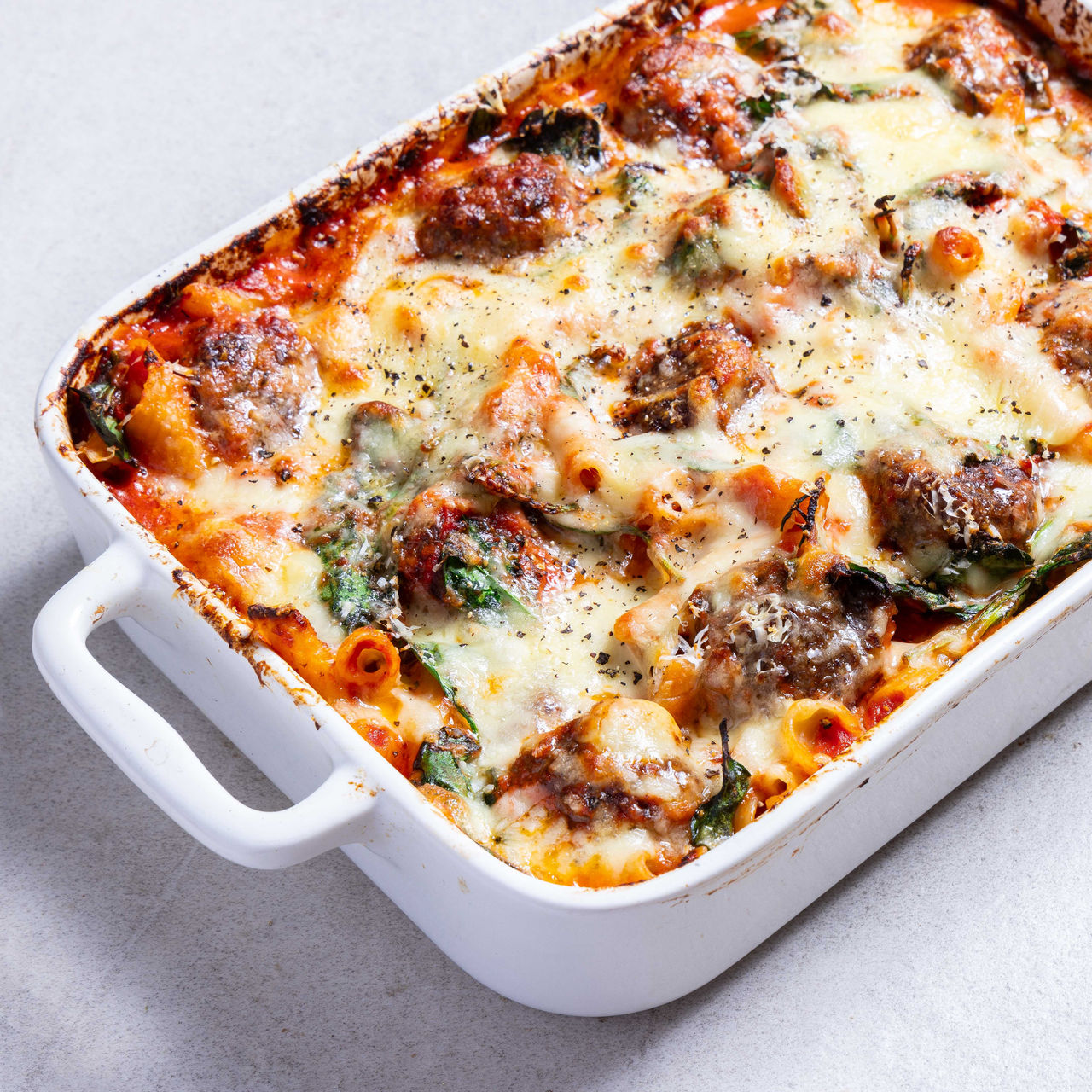 Parmesan Meatball Bake