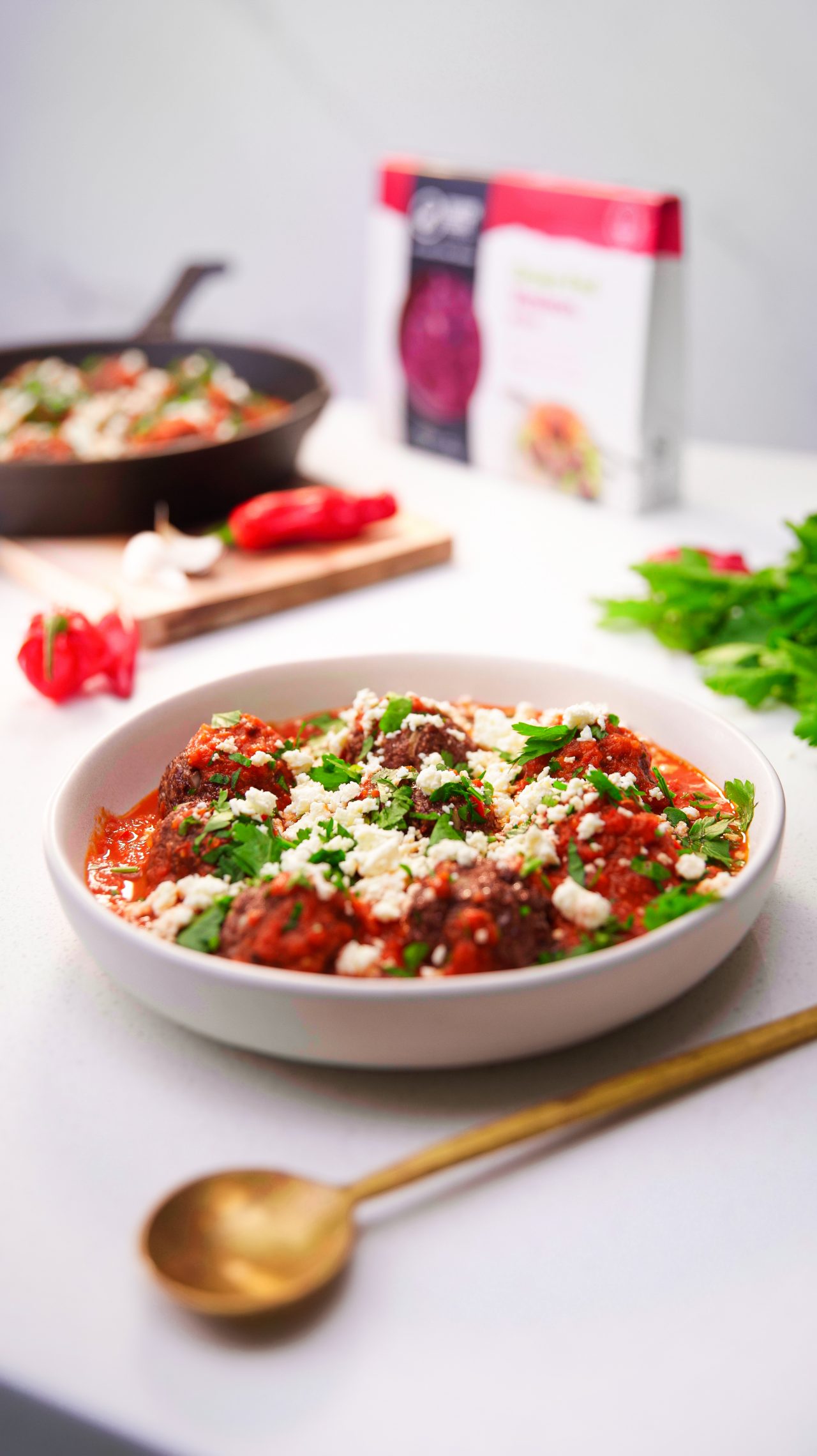 Venison Meatballs with Harissa Tomato Sauce