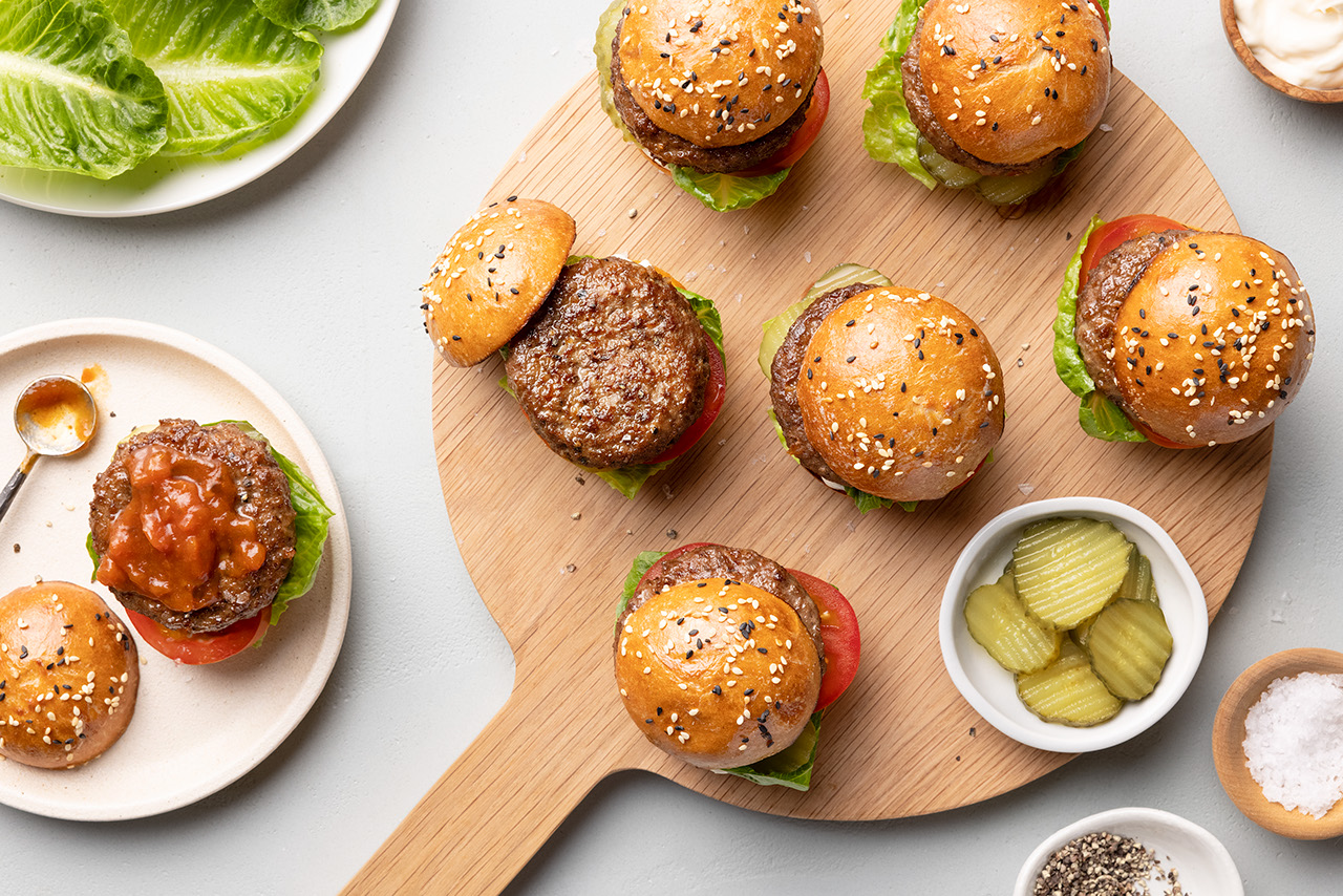 Pure burger sliders promotional shots