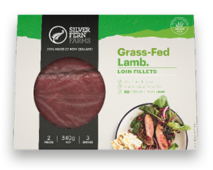grass-fed lamb loin fillets packaging