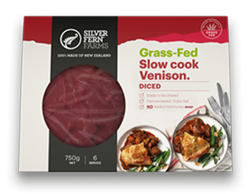 grass-fed slow cook venison diced packaging