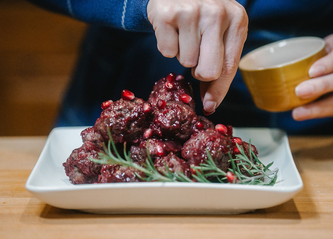 Venison Meatballs with Cranberry Pomegranate Glaze
